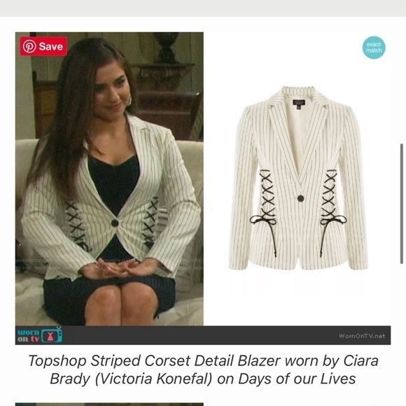 Topshop Pinstripe Corset‎ Blazer - Picture 3 of 8